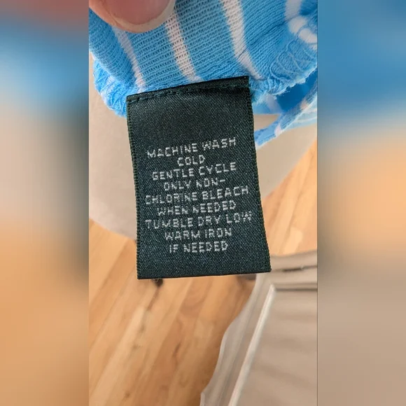 Ralph Lauren Light Blue and White Striped Short Sleeve Top - Picture 7 of 7